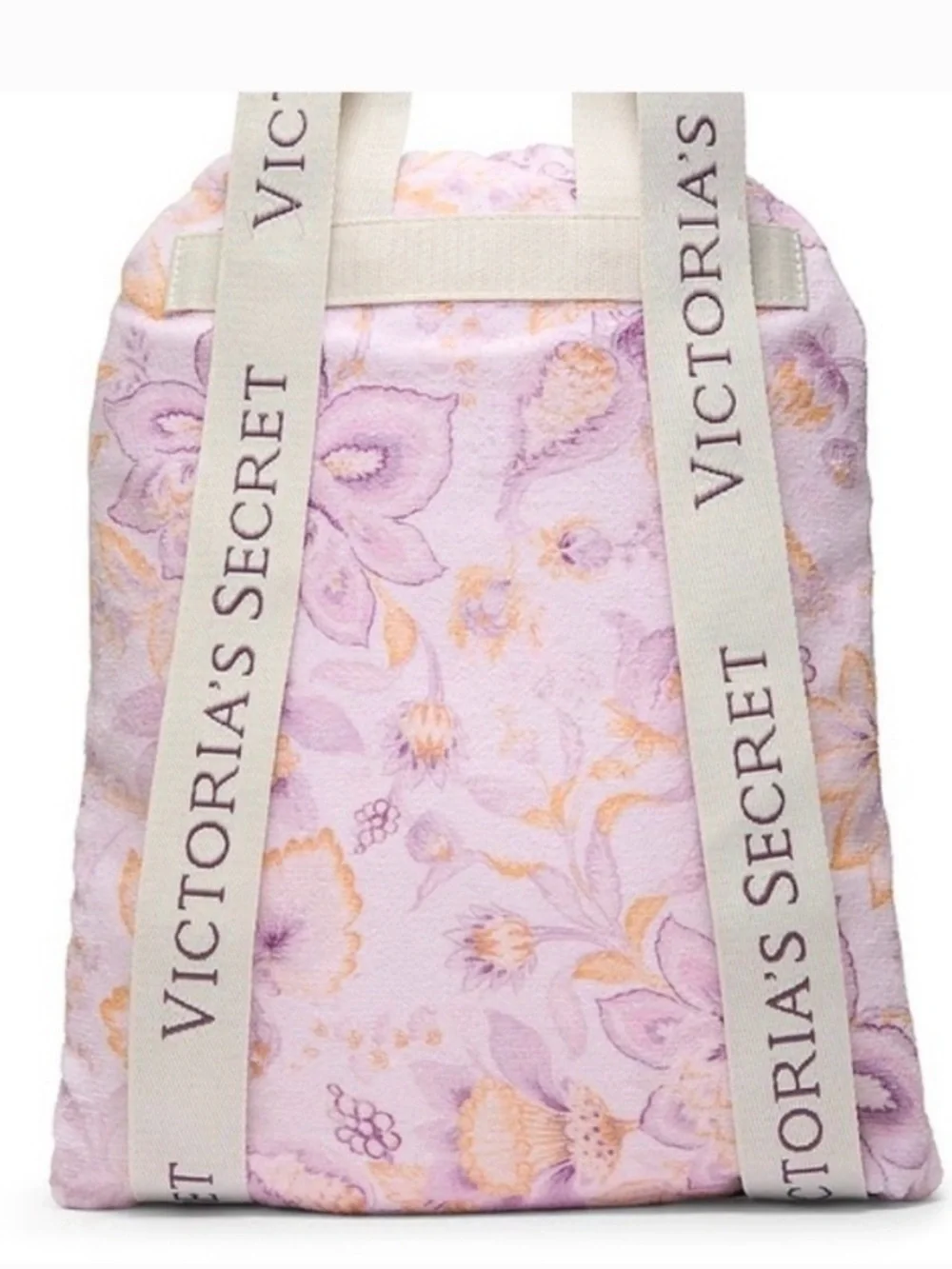 NWT Victoria's Secret 2 in 1 Lilac Purple Floral Towel Drawstring Backpack